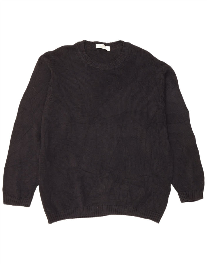 Marks & Spencer Herren-Pullover mit Rundhalsausschnitt, Größe L, aus schwarzer Baumwolle