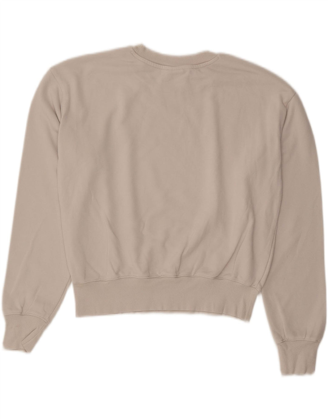 CHAMPION Damen Crop Graphic Sweatshirt Pullover UK 14 Medium Beige