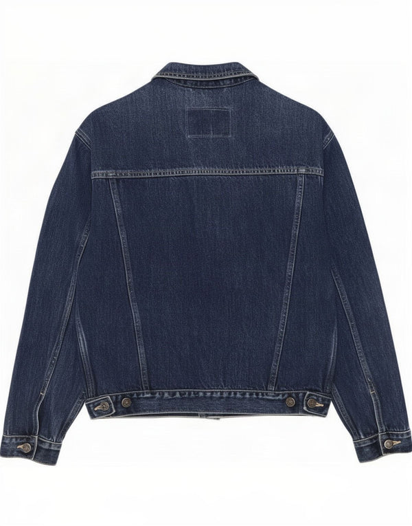 Savvy Mens Denim Jacket UK 36 Small Navy Blue Cotton