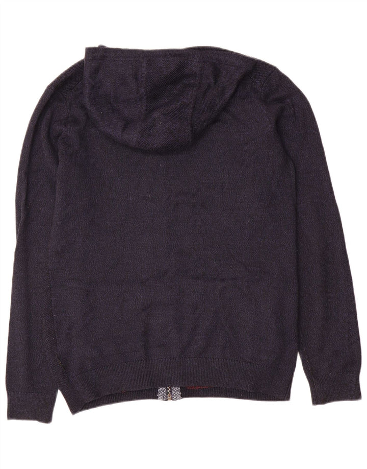 Ted Baker Herren-Cardigan mit Kapuze und durchgehendem Reißverschluss, Größe 2, klein, Marineblau