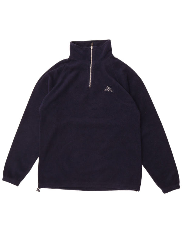 Kappa Herren-Fleecepullover mit Reißverschluss am Hals, groß, marineblaues Polyester