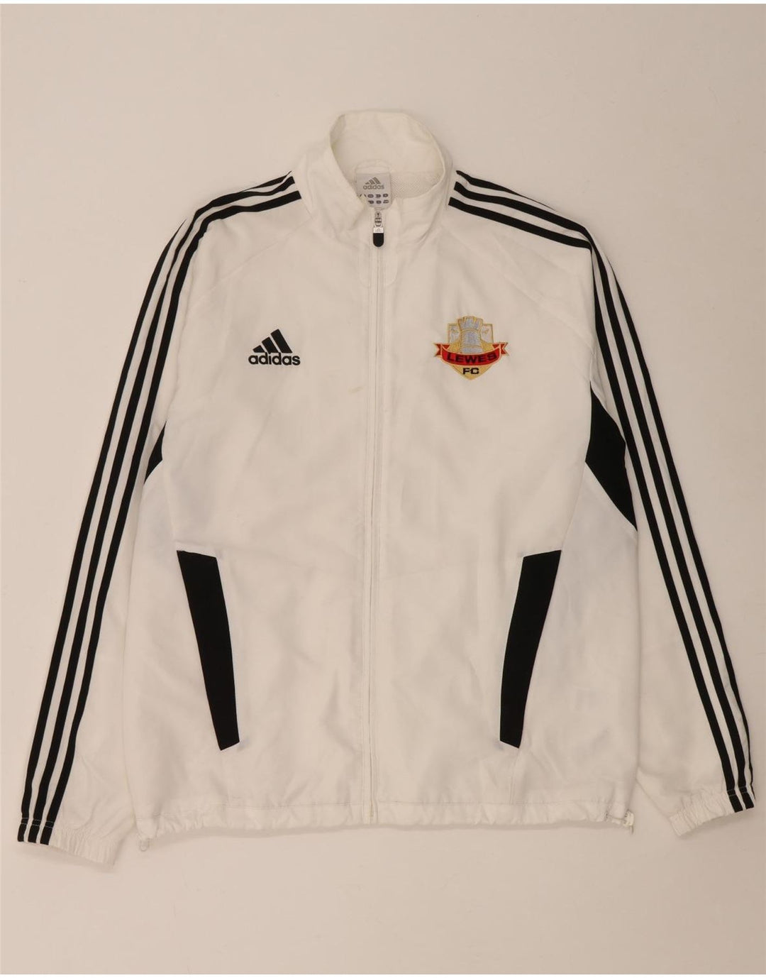 Adidas Herren-Trainingsanzugoberteil, UK-Größe 42/44, großes weißes Colourblock-Polyester