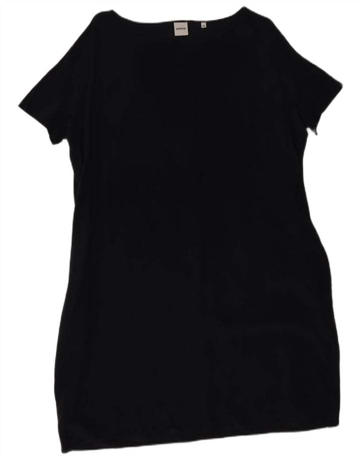 Aspesi Damen Etuikleid IT 42 Medium Marineblau Seide