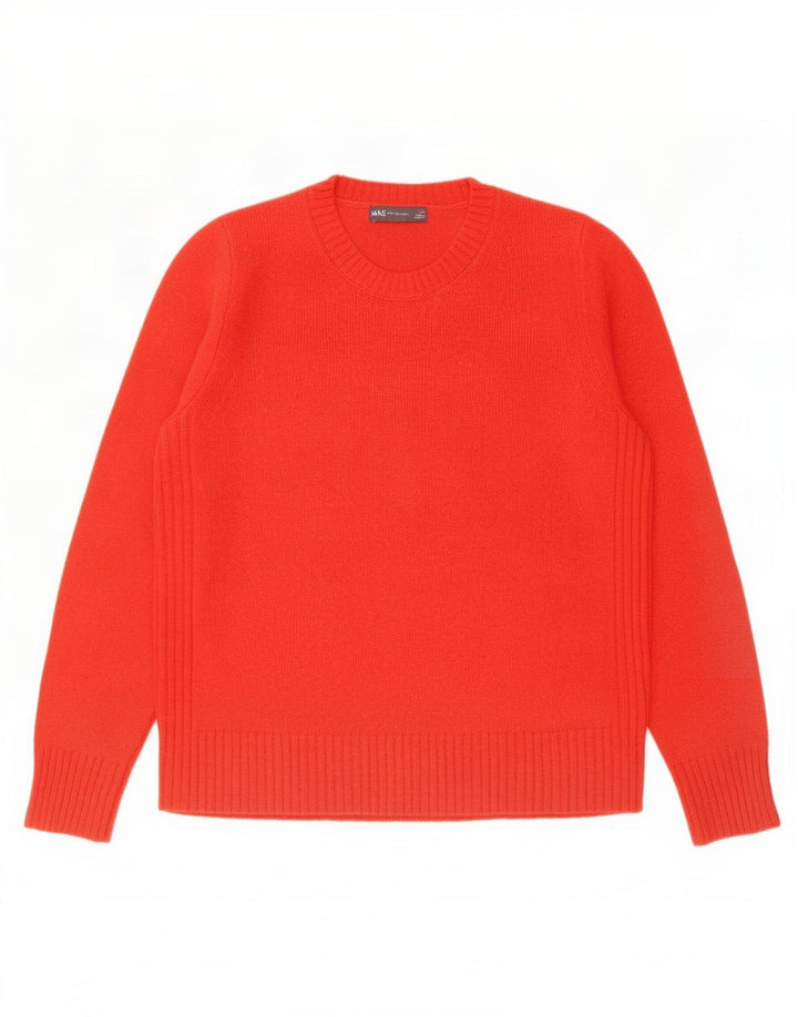Marks & Spencer Damen-Pullover mit Rundhalsausschnitt, UK 14, Größe L, rote Wolle