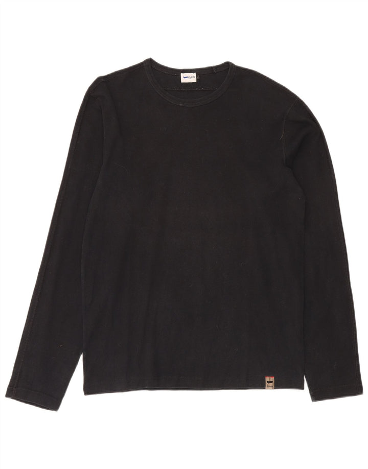 GAS Herren-Top, langärmelig, groß, aus schwarzer Baumwolle