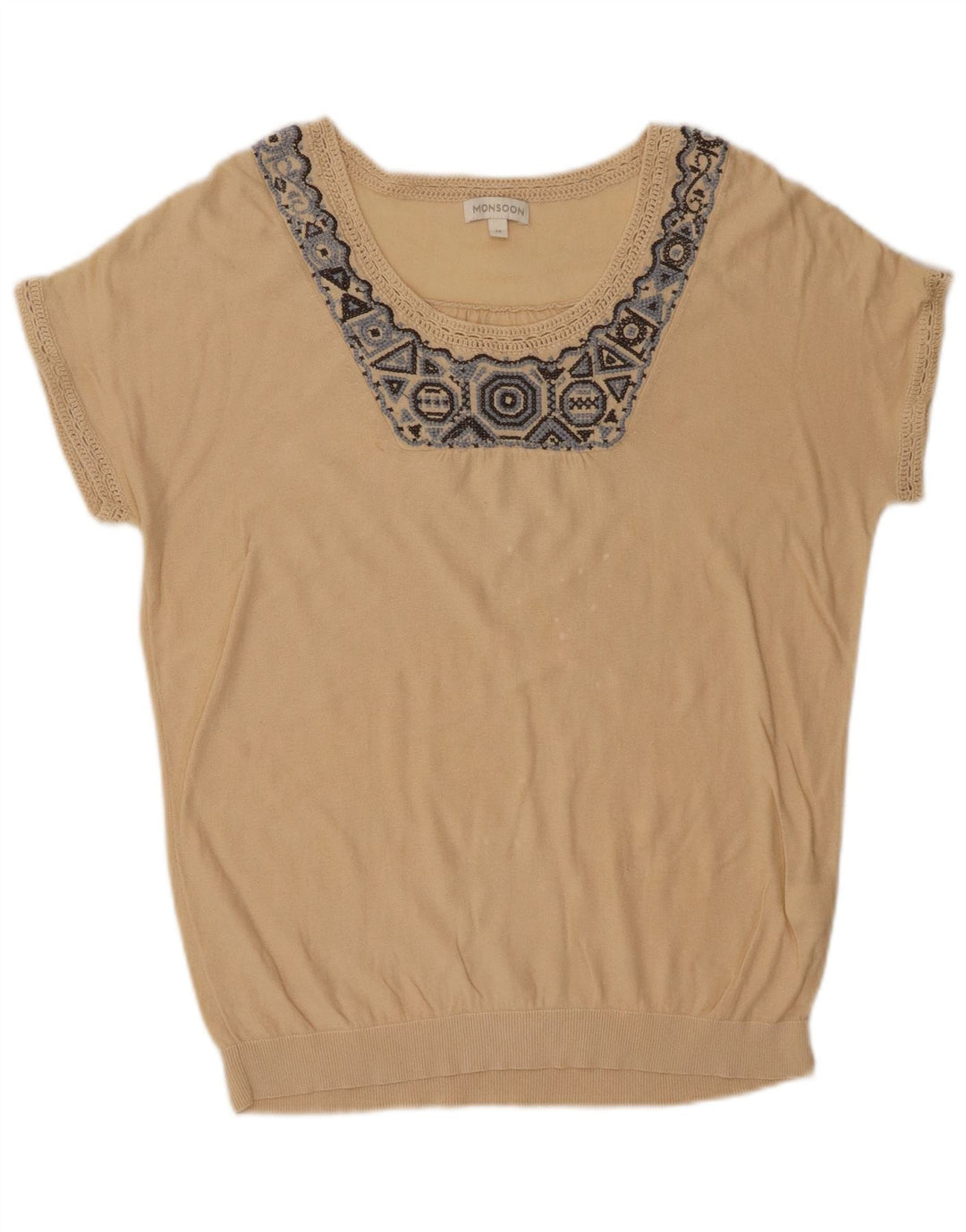 Monsoon Damen Blusenoberteil UK 14 Mittelbeige Fair Isle