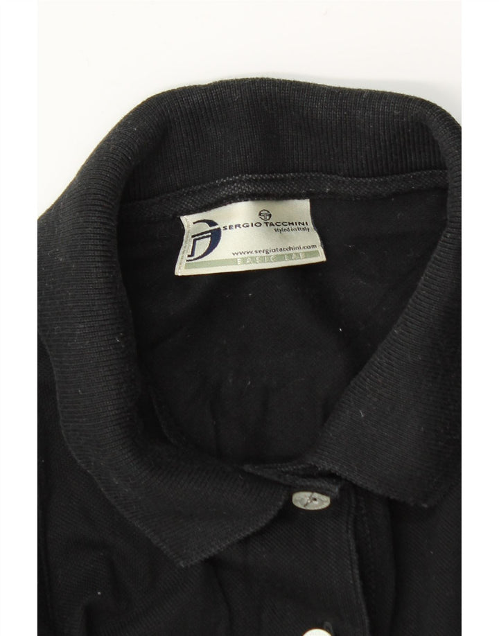 Sergio Tacchini Damen ärmelloses Poloshirt UK 12 Medium Schwarz