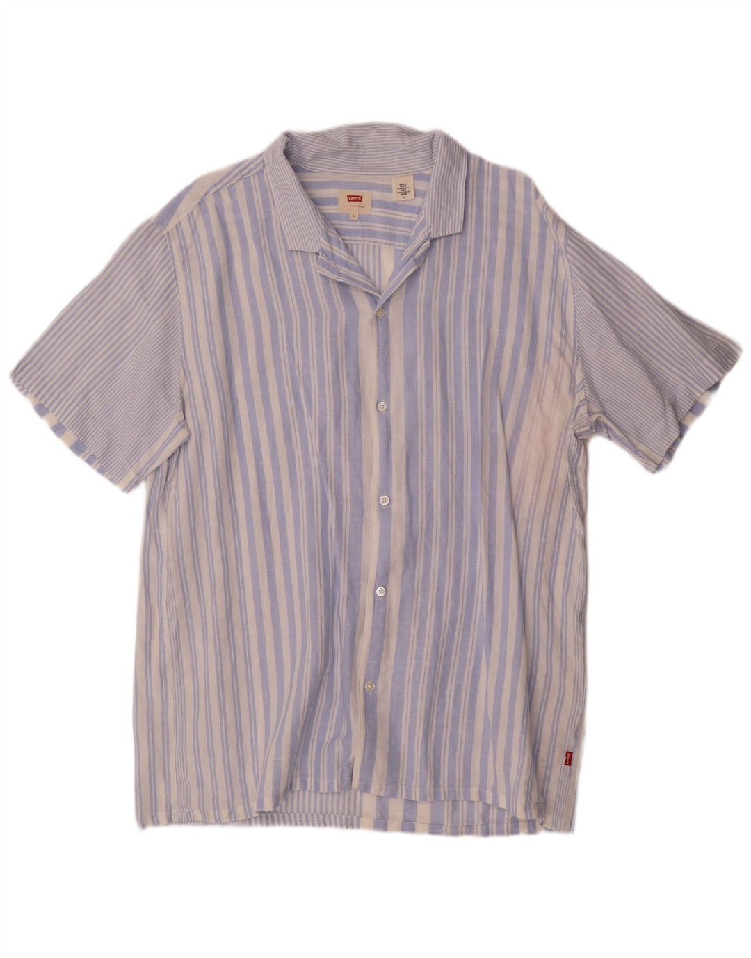 Levi's Herren-Kurzarmhemd, groß, blau gestreift, Leinen