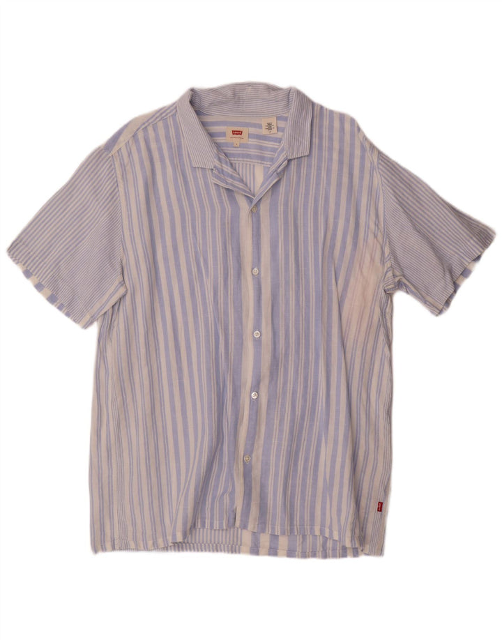 Levi's Herren-Kurzarmhemd, groß, blau gestreift, Leinen