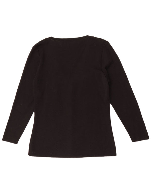 Francesca Womens By Sottini Cardigan Pullover UK 14 Große schwarze Wolle mit Blumenmuster