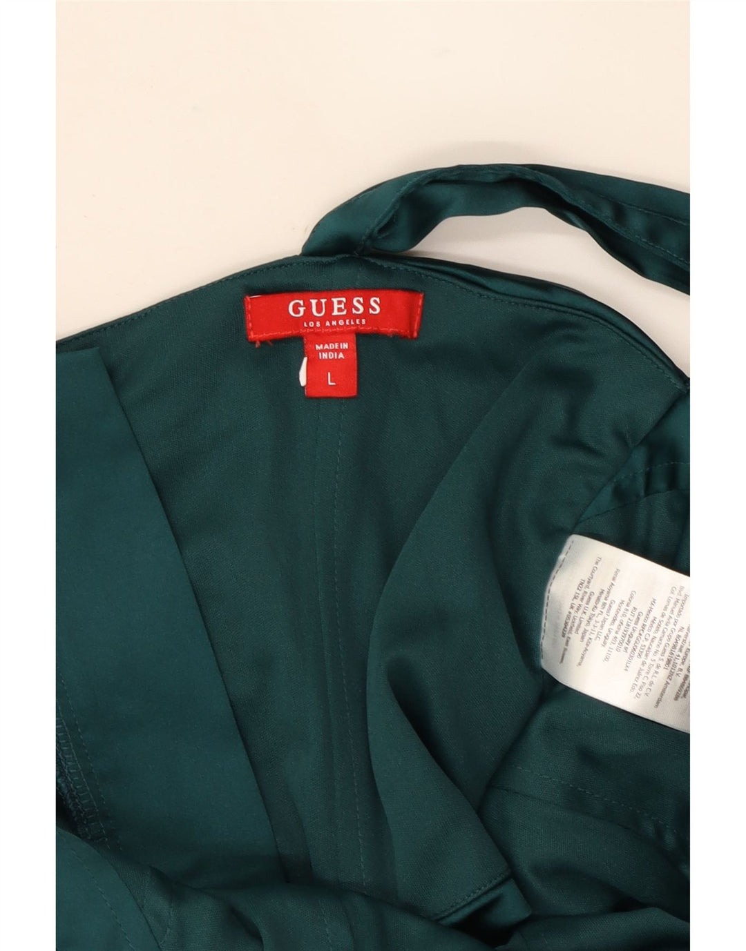 GUESS Womens Crop Top UK 14 Large Green Polyester Vintage Guess and Second-Hand Guess from Messina Hembry 