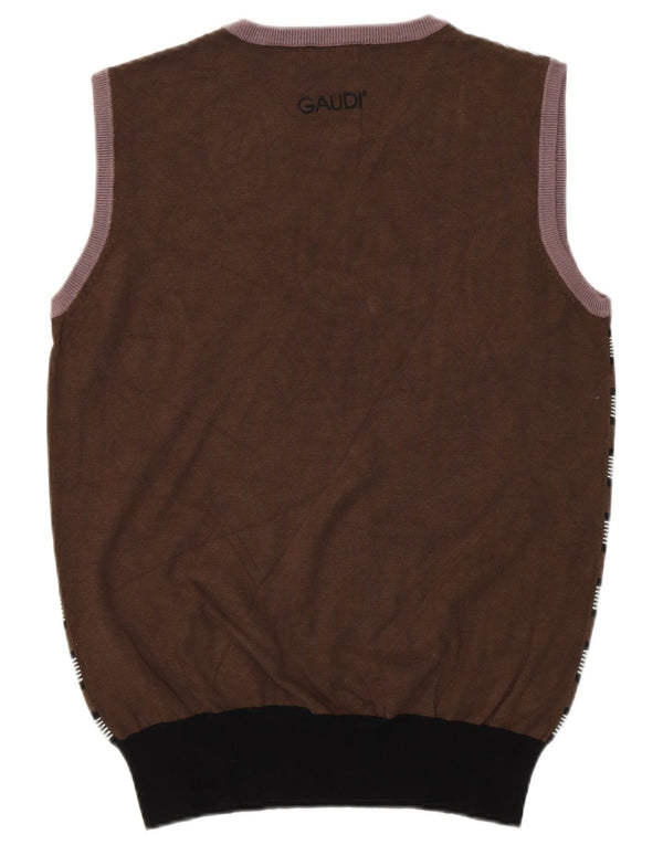Gaudi Damen Weste Tank Top UK 12 Mittelbraun gestreift Viskose
