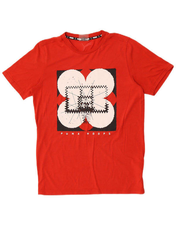Puma Herren Grafik T-Shirt Top Small Rot Polyester