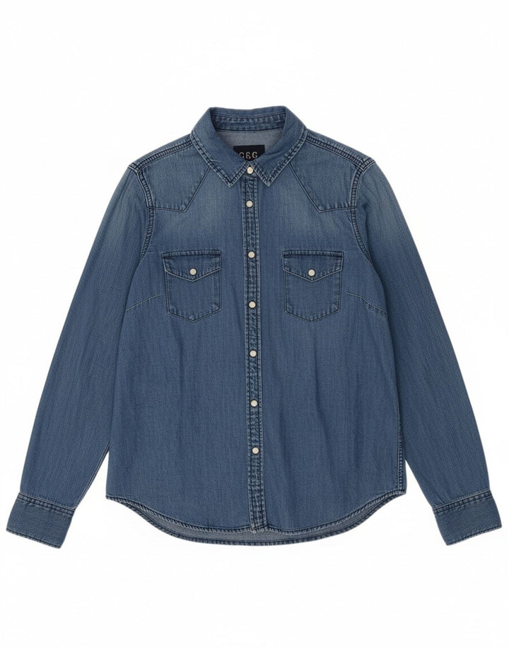 GAP Womens Denim Shirt UK 14 Medium Blue Cotton