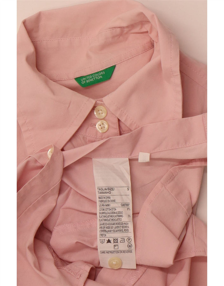 BENETTON Damen-Hemd UK 10 Small Rosa Baumwolle