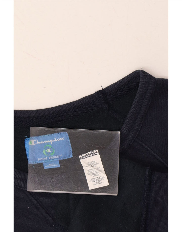 CHAMPION Womens Graphic Sweatshirt Jumper UK 12 Medium Navy Blue Cotton Vintage Champion and Second-Hand Champion from Messina Hembry 