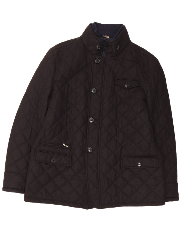 Vintage Herren Steppjacke IT 60 4XL Marineblaue Wolle