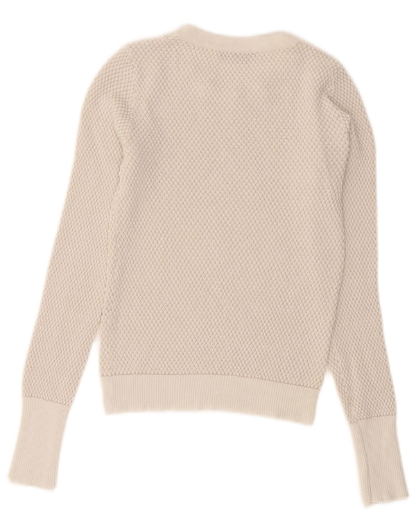 Zara Damen Crop Crew Neck Pullover Pullover UK 8 Small Weiß