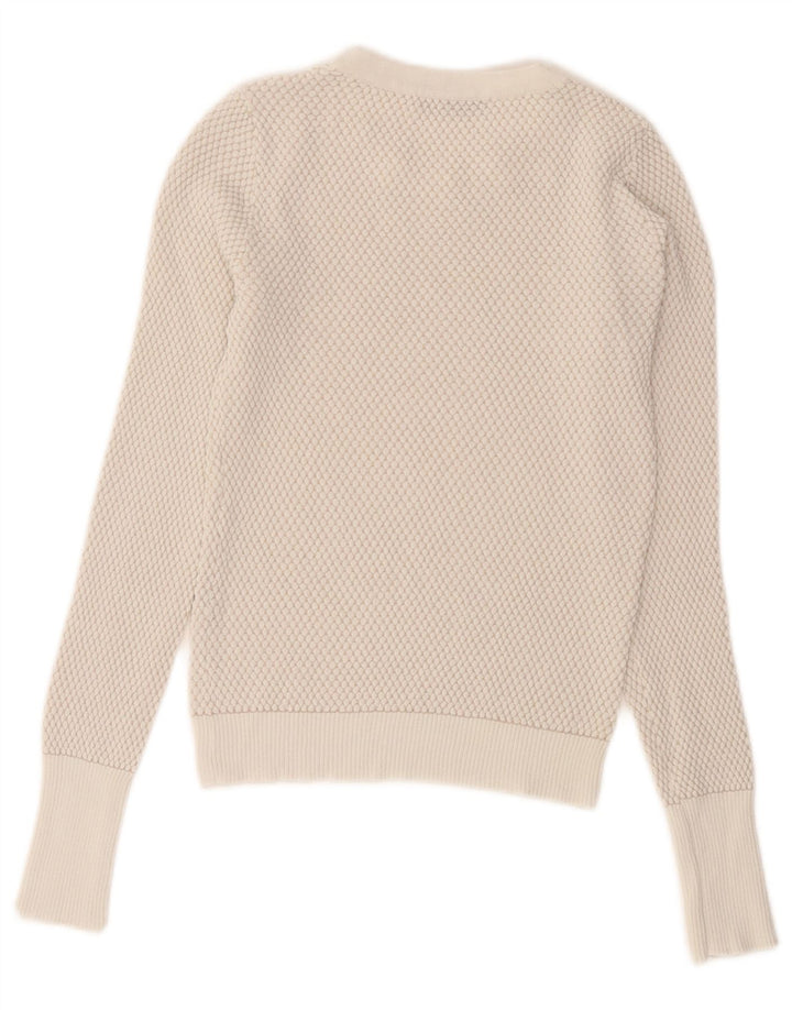 Zara Damen Crop Crew Neck Pullover Pullover UK 8 Small Weiß