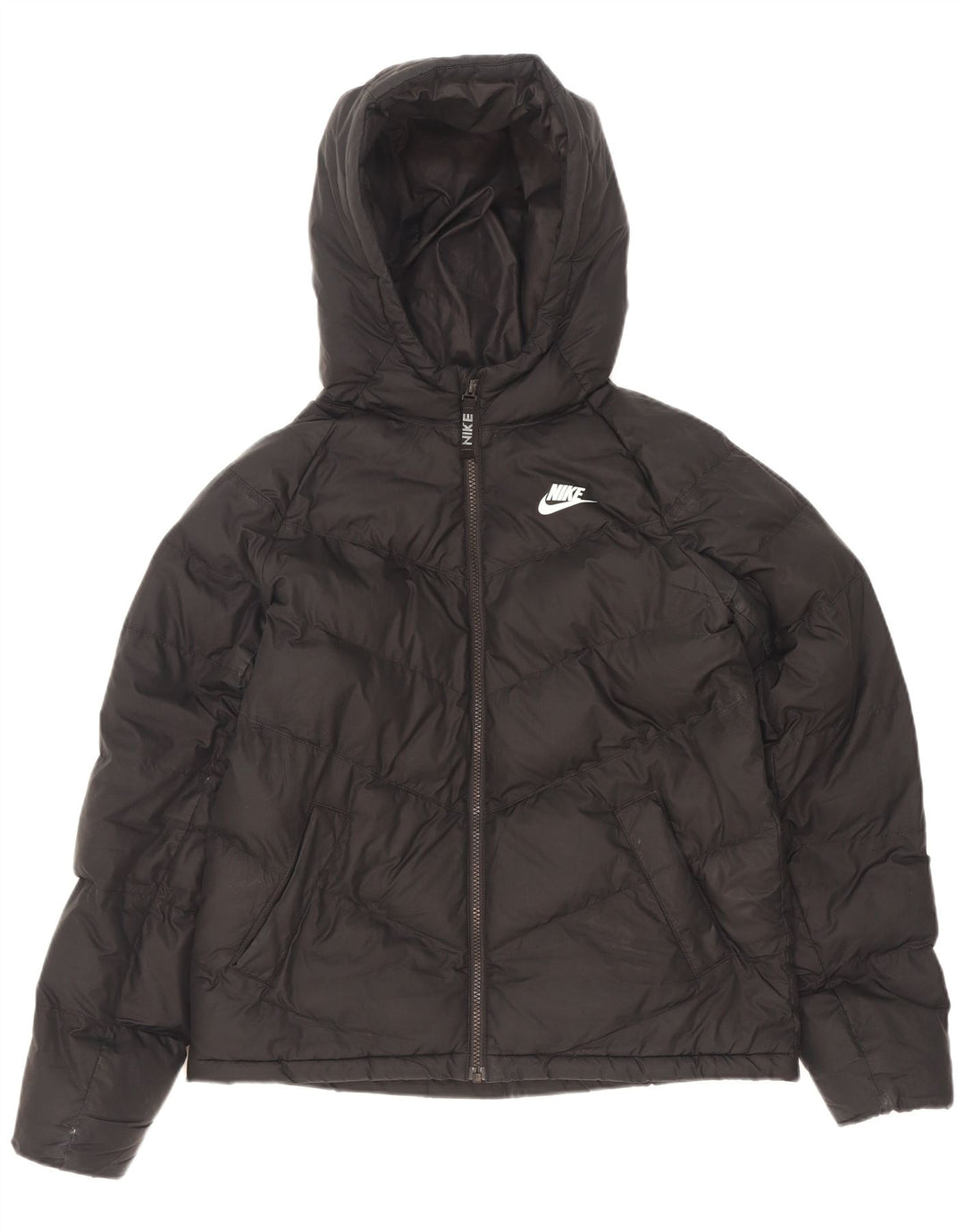 Nike Wattierte Jacke mit Kapuze für Jungen, 13–14 Jahre, XL, schwarzes Polyester
