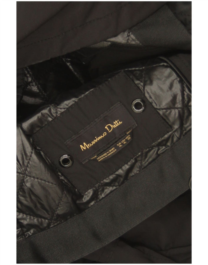 Massimo Dutti Damen-Militärjacke mit Kapuze, UK 18, XL, Schwarz