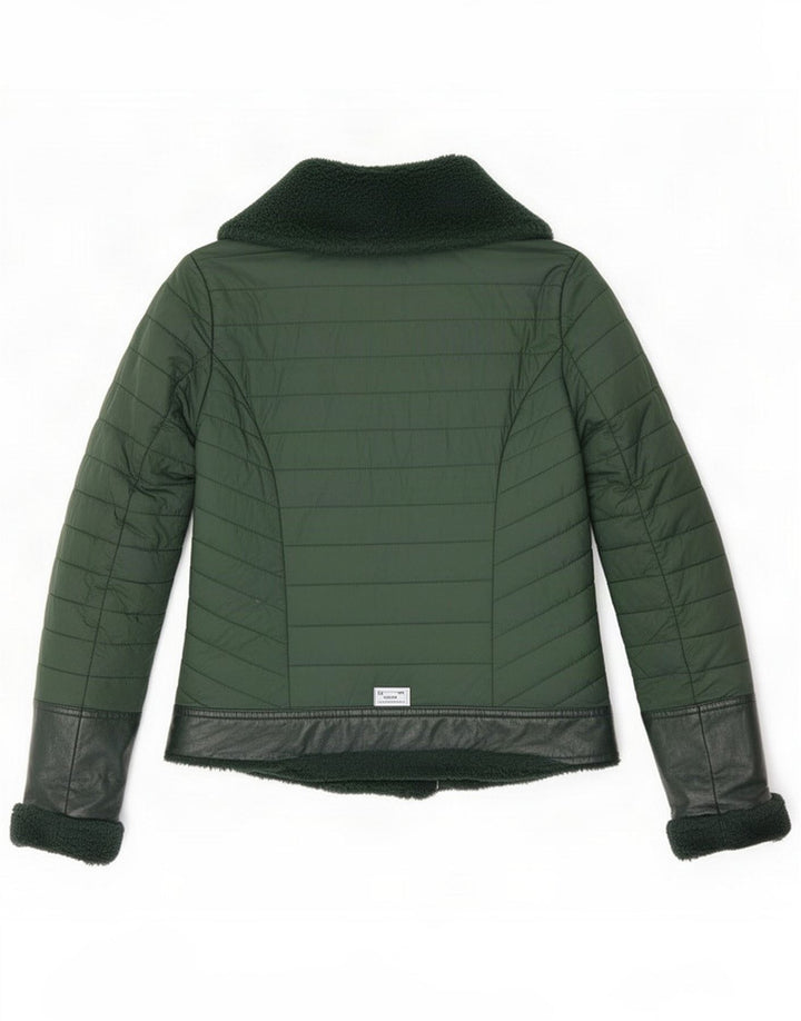Guess Damen Reversible Wattierte Jacke UK 10 Small Grün Polyurethan