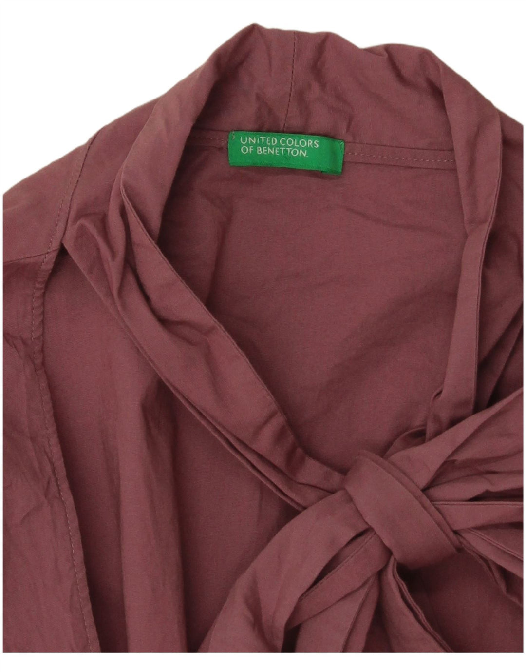 Benetton Damen-Langarmblusenoberteil mit Frontschnürung, Gr. 10, Rosa