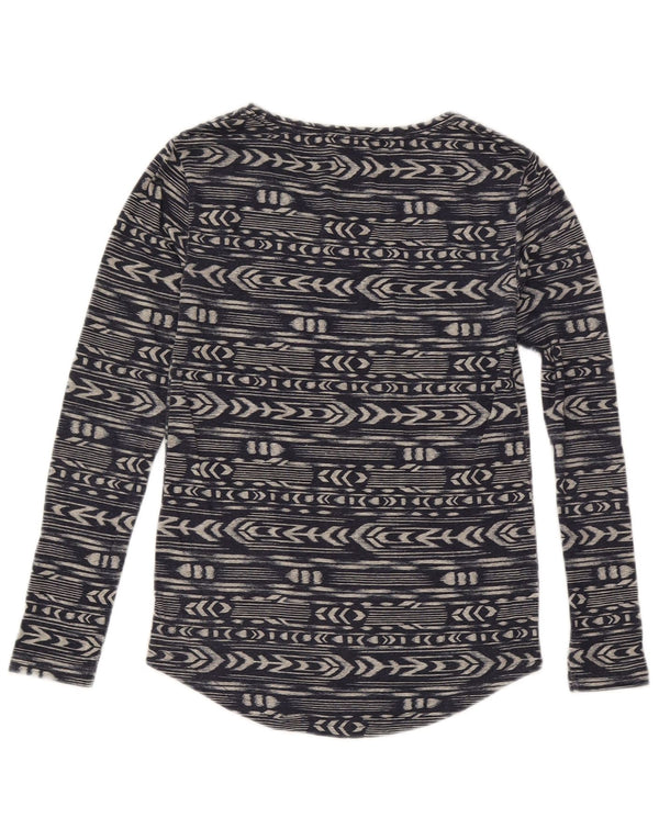 Roxy Damen Top Langarm UK 6 XS Marineblaues geometrisches Polyester