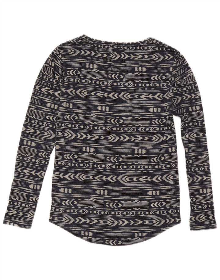 Roxy Damen Top Langarm UK 6 XS Marineblaues geometrisches Polyester