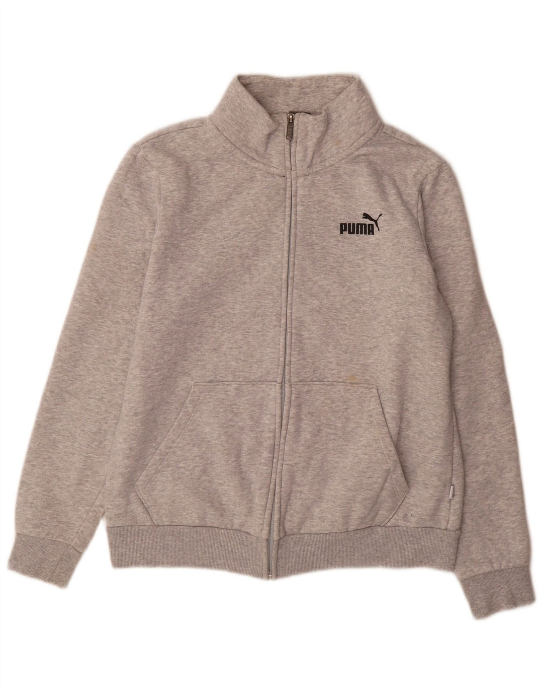 Puma Damen-Trainingsanzug-Top-Jacke, UK 14, große graue Baumwolle