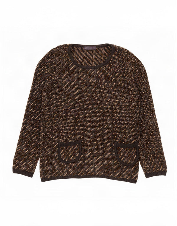 Marks & Spencer Damen-Pullover mit U-Boot-Ausschnitt, Gr. 14, mittelschwarz gestreift