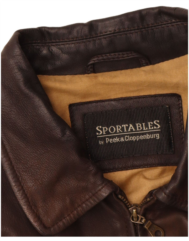 Peek & Cleppenburg Herren Lederjacke UK 40 Großes braunes Leder