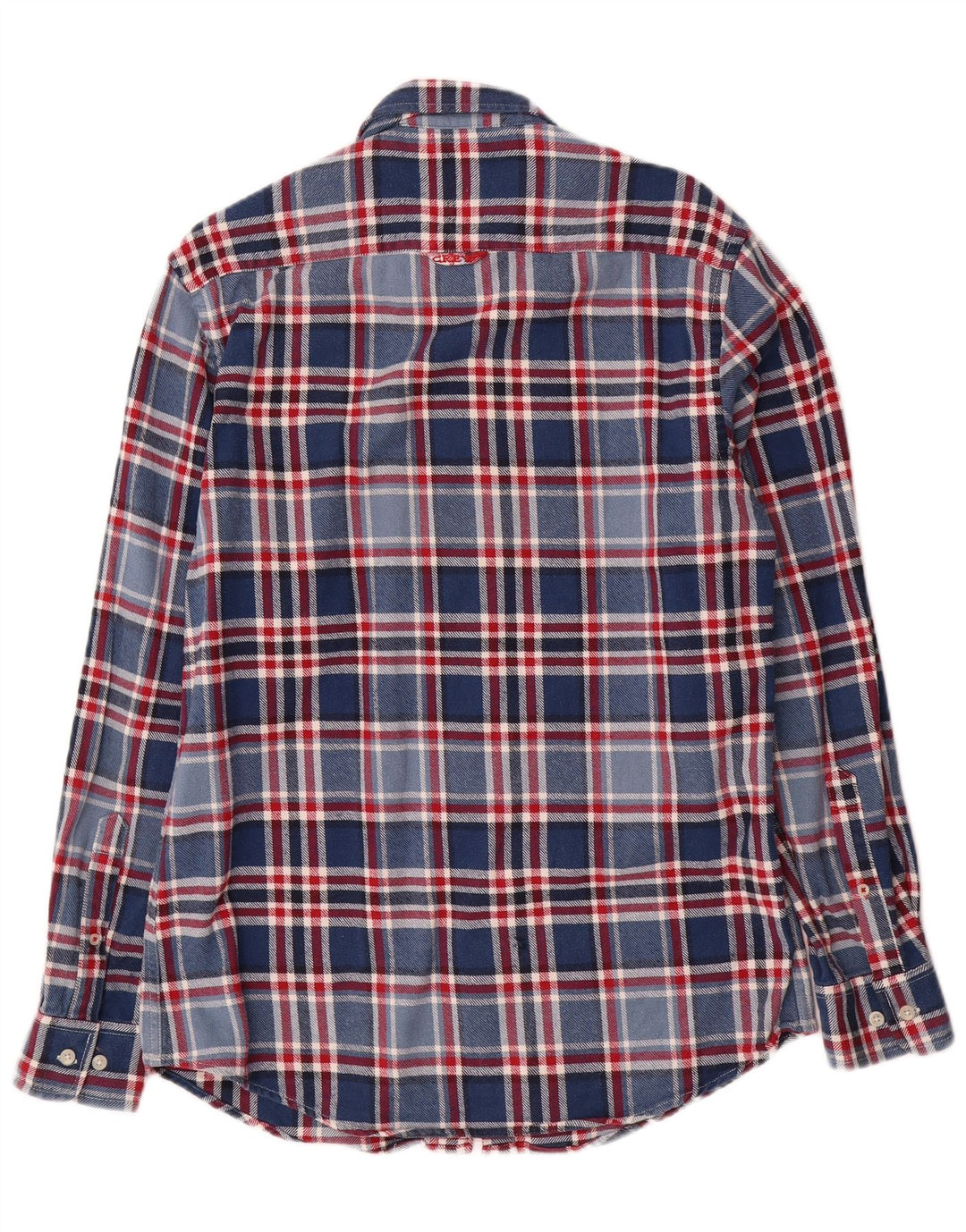 Crew Clothing Herren-Flanellhemd mit maßgeschneiderter Passform, Mittelblau kariert, Baumwolle