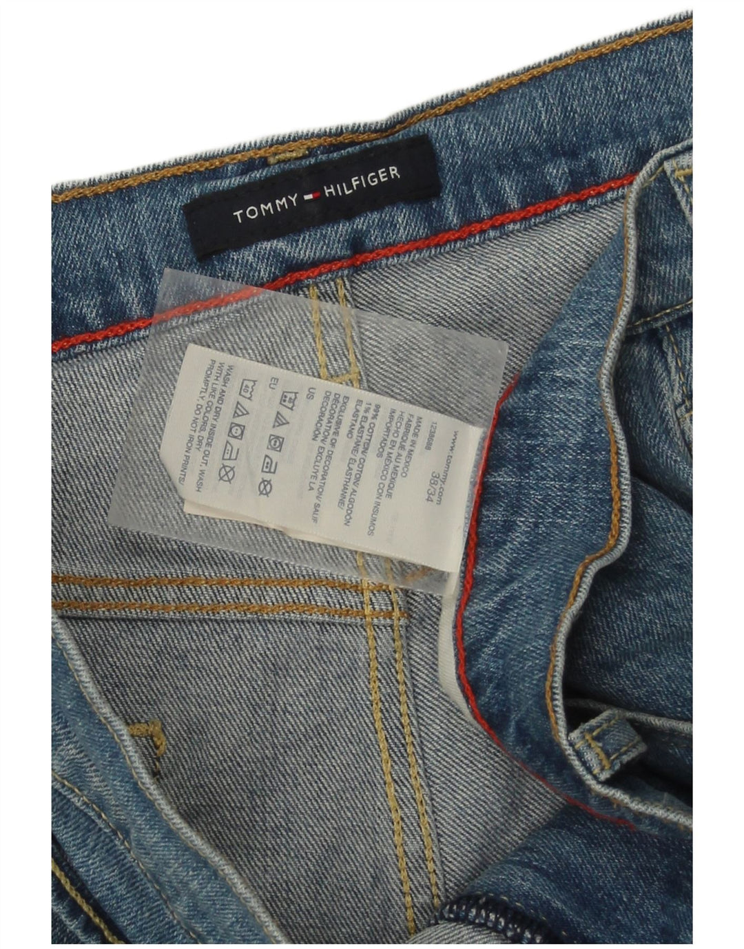 Tommy Hilfiger Herren Straight Jeans W38 L34 Blaue Baumwolle