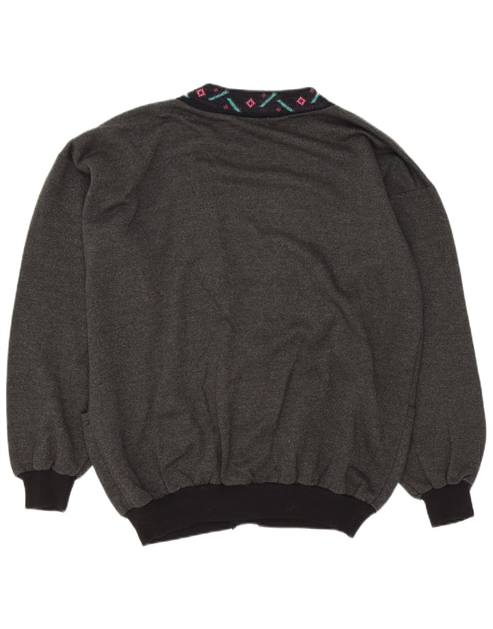 Vintage Herren Cardigan Pullover XL Grau Geometrisch