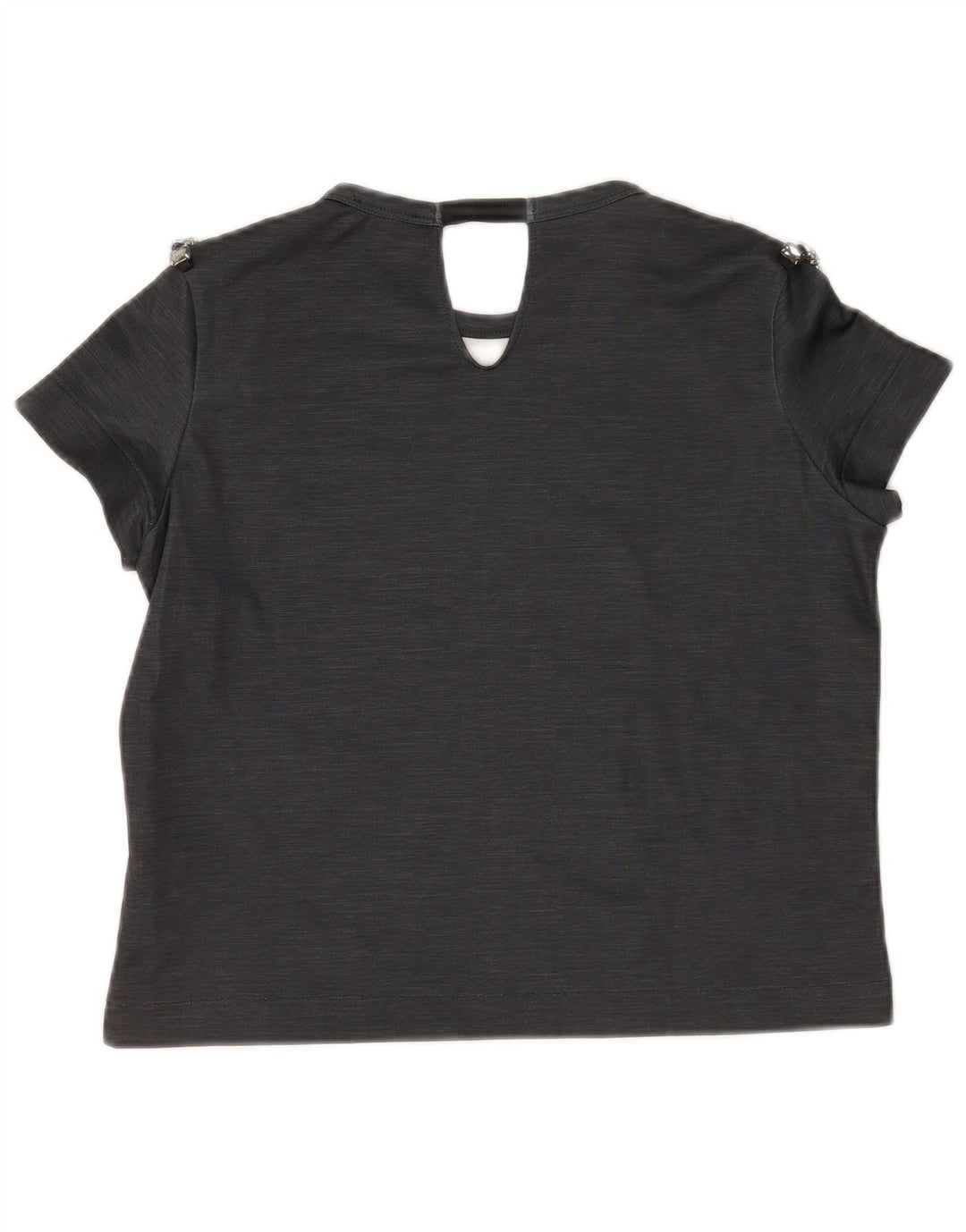 Zara Damen Crop T-Shirt Top UK 14 Mittelgraues Polyester