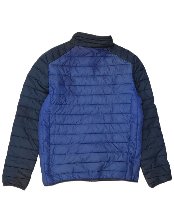 Ellesse Herren Wattierte Jacke UK 38 Mittelblaues Colourblock-Polyester