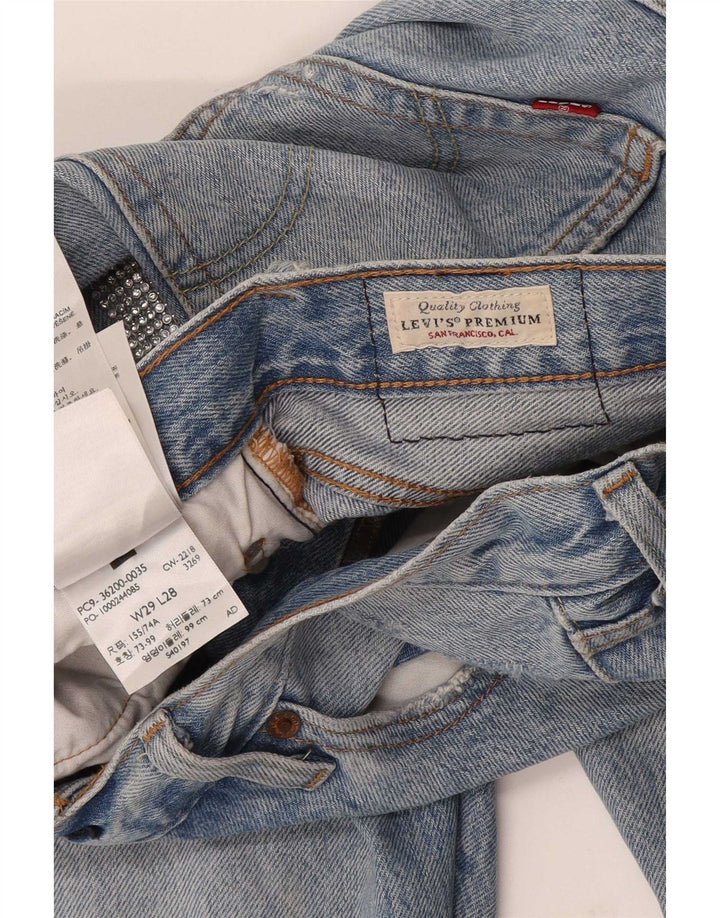 Levi's Damen 501 Distressed Straight Jeans W29 L28 Blaue Baumwolle