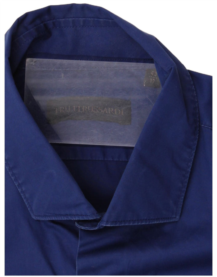 Trussardi Herrenhemd Größe 43 17 XL Blaue Baumwolle