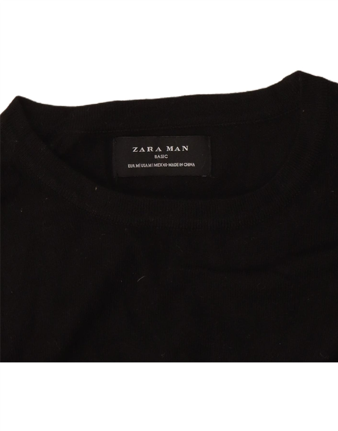 Zara Herren-Pullover mit Rundhalsausschnitt, Mittelschwarz