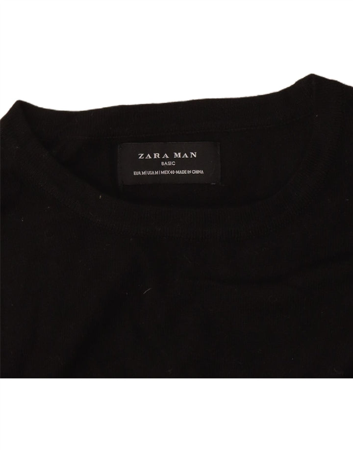 Zara Herren-Pullover mit Rundhalsausschnitt, Mittelschwarz