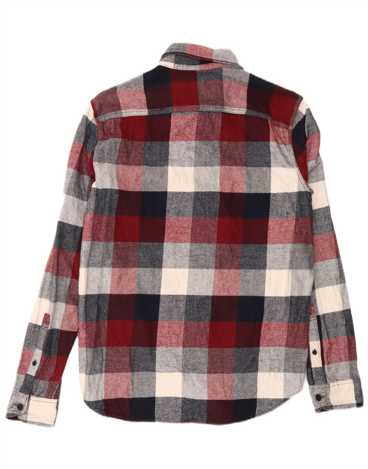 Hollister Herren-Flanellhemd, mittelgroß, Burgunderrot, Gingham-Baumwolle