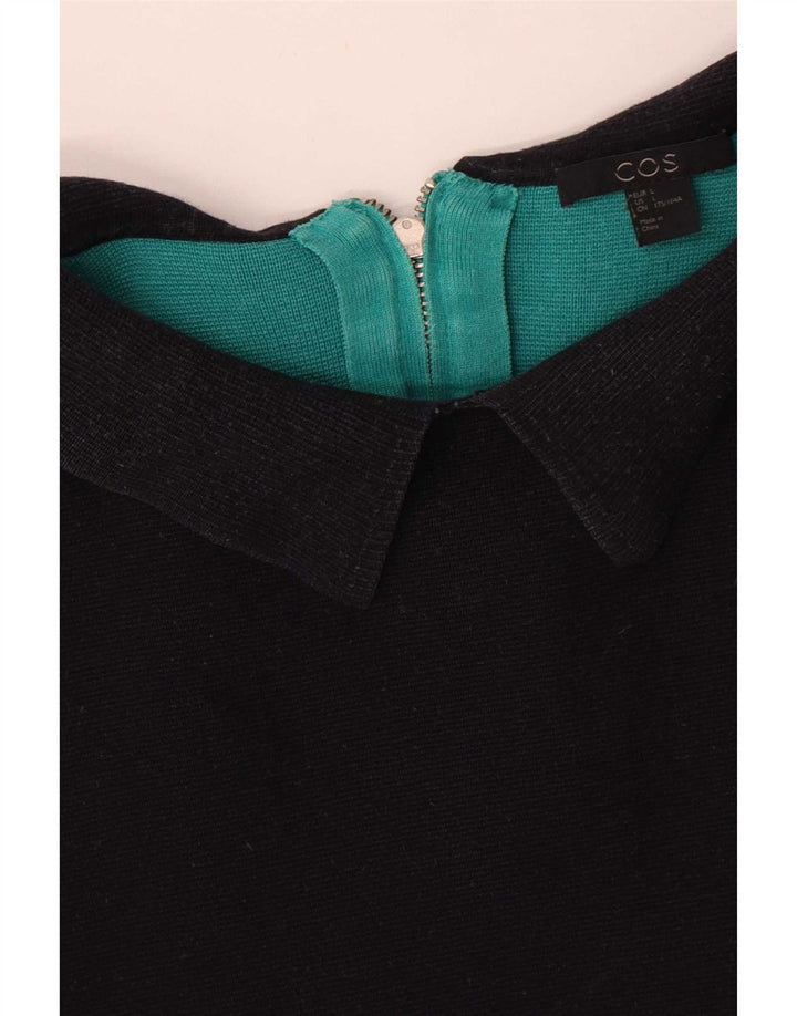 Cos Damen-Etuikleid, Gr. 46, Größe L, Schwarz, Colourblock-Baumwolle