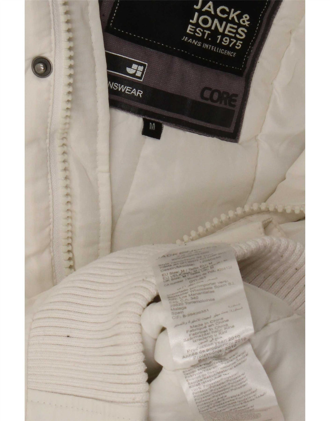 Jack & Jones Herren-Bomberjacke mit Kapuze, UK 38, Mittelweiß, Polyester
