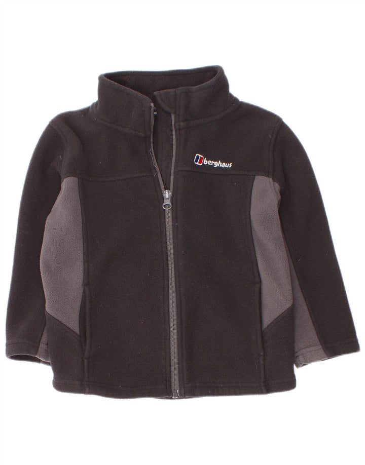 Bergans Fleecejacke für Jungen, 5–6 Jahre, schwarzes Colourblock-Polyester