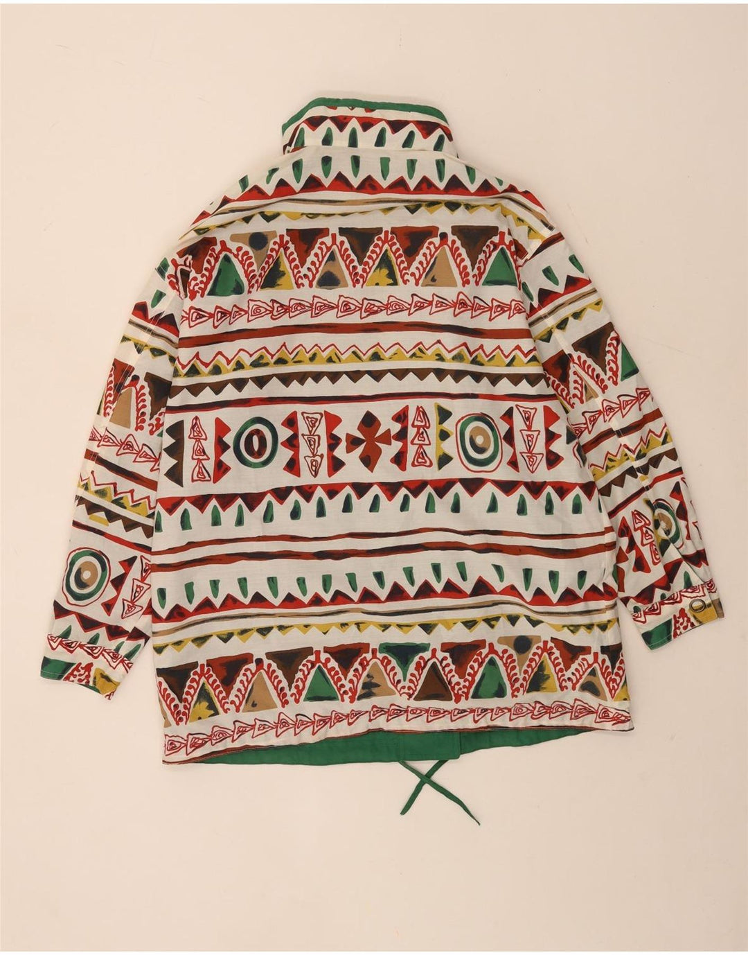 Vintage Damen Kapuzen-Wendejacke UK 16 Groß Grün Geometrisch