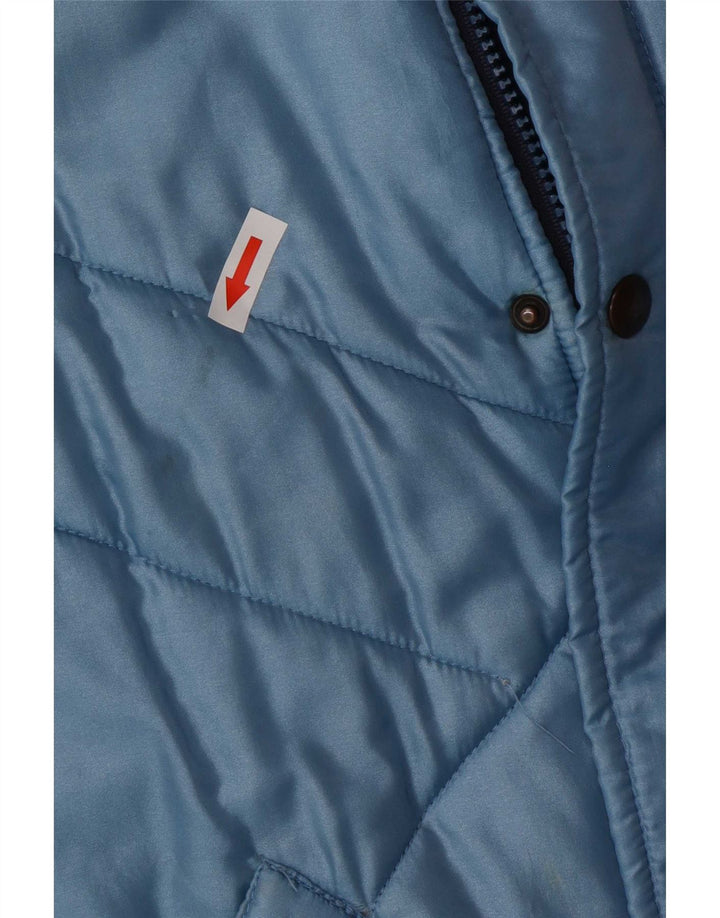 Vintage Herren Wattierte Jacke UK 38 Mittelblauer Farbblock