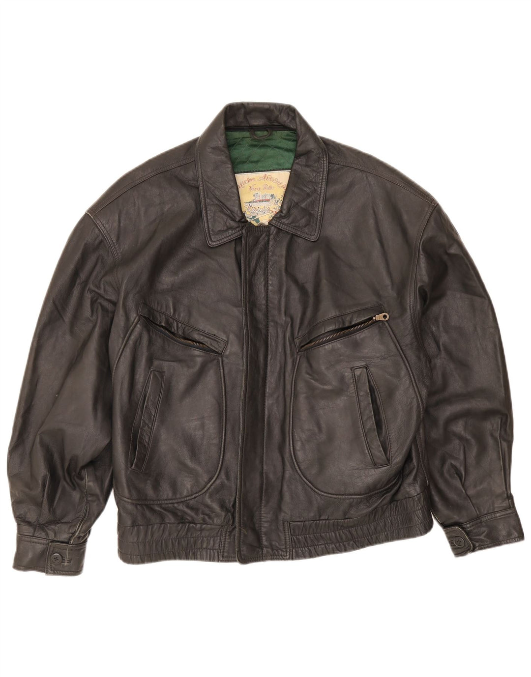 Vintage Herren Lederjacke IT 50 Großes schwarzes Leder