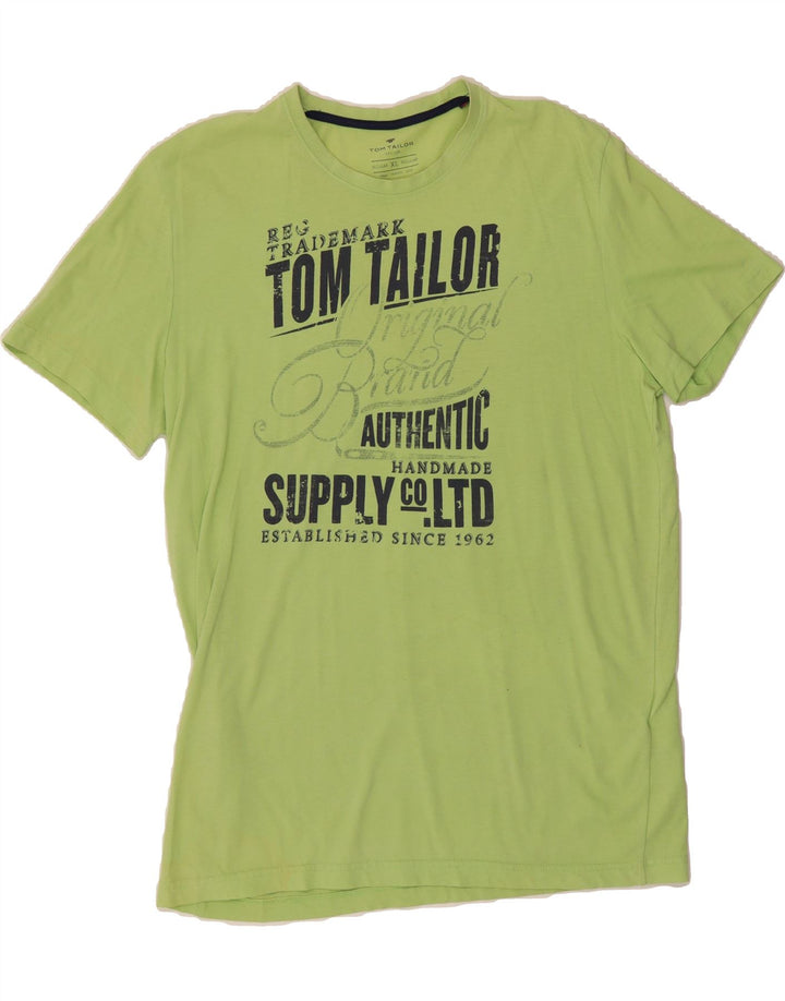 TOM TAILOR Mens Regular Graphic T-Shirt Top XL Green Vintage Tom Tailor and Second-Hand Tom Tailor from Messina Hembry 