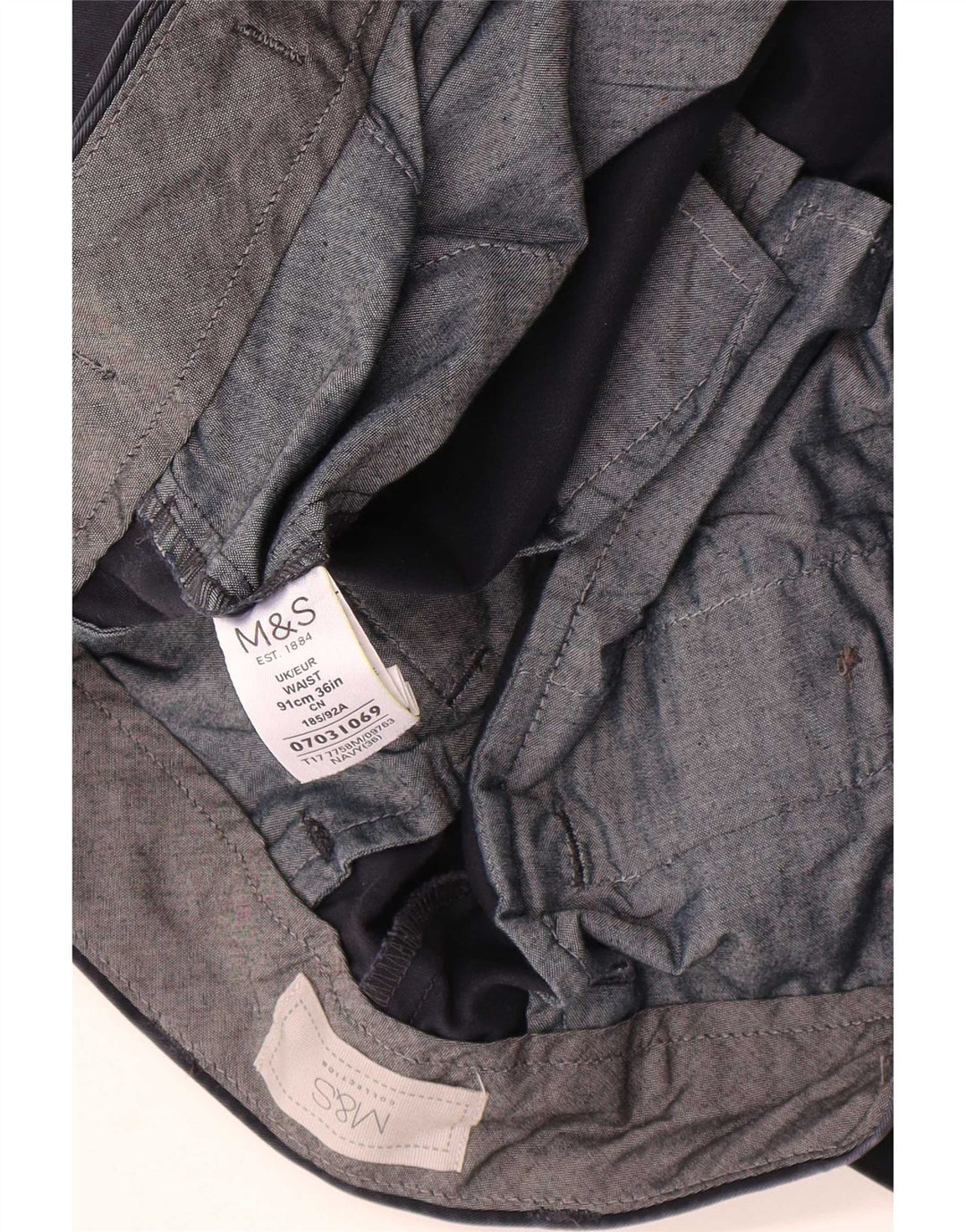 Marks & Spencer Herren-Chinoshorts W36, Größe L, Marineblau, Baumwolle